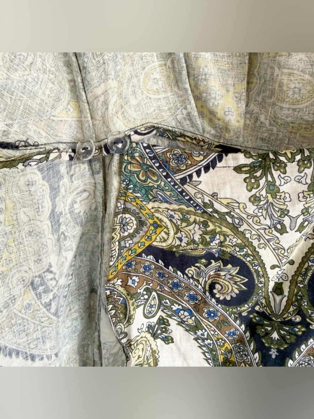 Magaschoni Oceanic Paisley 100% Linen Wrap Dress Resort, Vacation, Summer - Picture 7 of 10